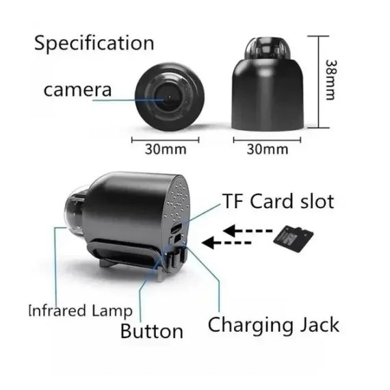 Портативна камера з нічною зйомкою 1080P, X5 Mini / Міні Wi-Fi камера з віддаленим доступом | Зображення 2