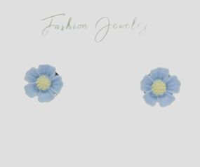 Дитячі сережки Сережки гвоздики пусети Liresmina Jewelry блакитні квіточки 0.8 см