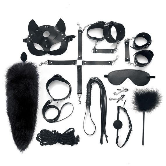 Набор BDSM Art of Sex – Maxi BDSM Set Leather, 13 предметов, черный, натуральная кожа Sex Aura