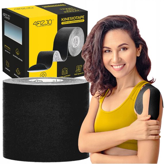 Стрічка кінезіологічна (кінезіо тейп) 4FIZJO 7.5 см x 5 м 4FJ0546 Black (P-5907739318886)