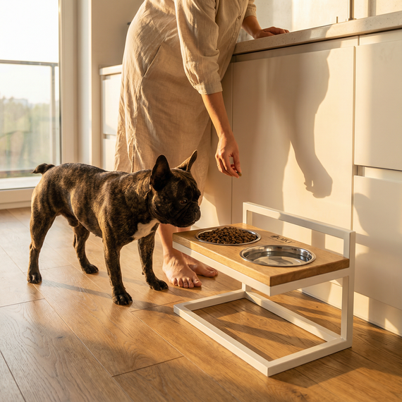 Миски на регулируемой подставке для средних собак Hollky Flex M (2 × 0.85 л) FM-422530-WHNT | Зображення 3