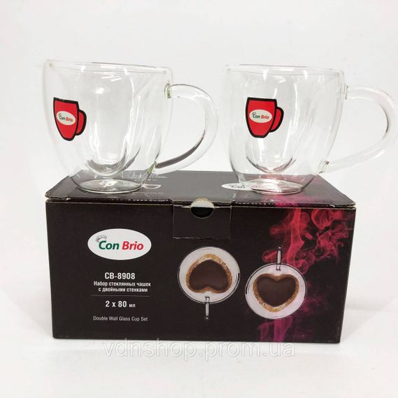 Скляна чашка з подвійними стінками, Дві чашки з подвійним дном Набір склянок подвійним склом 2 шт SO-46 | Зображення 4