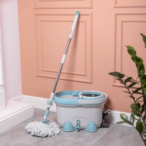 Комплект швабра с ведром и отжимом, телескопическая ручка, микрофибра для пола, набор для уборки HP-35015-1