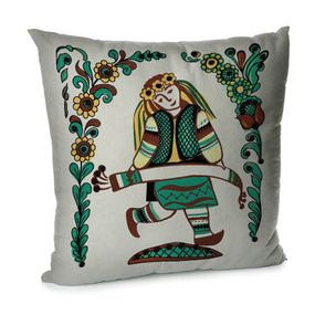 Подушка диванная с бархата Гуцулка 45x45 см (45BP_TR005)