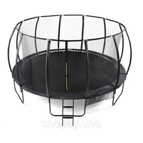 Батут TK‐Sport 244 см черный - пружинный садовый батут 8 ft с защитной сеткой и лестницей
