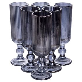 Набір келихів для шампанського 6 штук 160 (мл) подарункові скляні келихи на високій ніжці Сірий HP-19-7116G