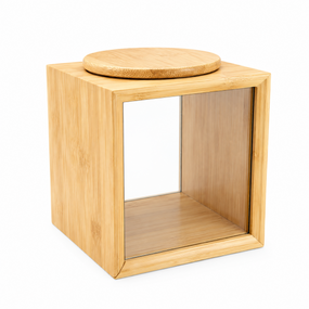 Банка бамбукова Bamboo S GK-5875 для зберігання сипучих продуктів зі скляними стінками 1.7 л Прозорий