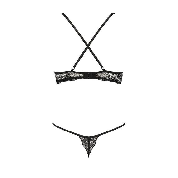 Комплект белья QUENTRIS BIKINI black S/M - Passion Exclusive, стринги и полуоткрытый лиф | Зображення 5