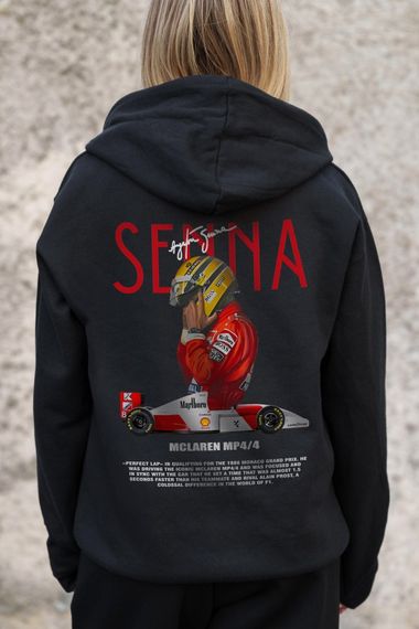 Утеплене зіп худі на флісі зіпер з принтом Senna Without Kane Black | Зображення 5