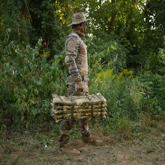 Тактичний розкладний каремат посилений (20мм+стропа) Kiborg К-2 піксель | Зображення 5