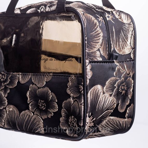 Набір прозорих жіночих косметичок для дому 2 (шт) дорожня косметичка в сумку для косметики, макіяжу, ліків, пензлів Чорний | Зображення 2