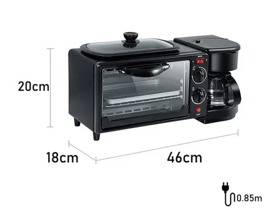 Электрическая духовка 3в1 Domotec MS-5308В Кофеварка Сковорода 9 л 4500w | Зображення 3