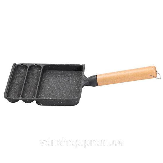 Сковорода прямокутна на 3 секції з антипригарним покриттям сіра HP39572C | Зображення 1