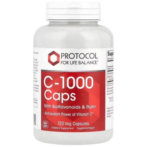 Вітамін C Protocol for Life Balance C-1000 Caps with Bioflavonoids & Rutin 120 Veg Caps