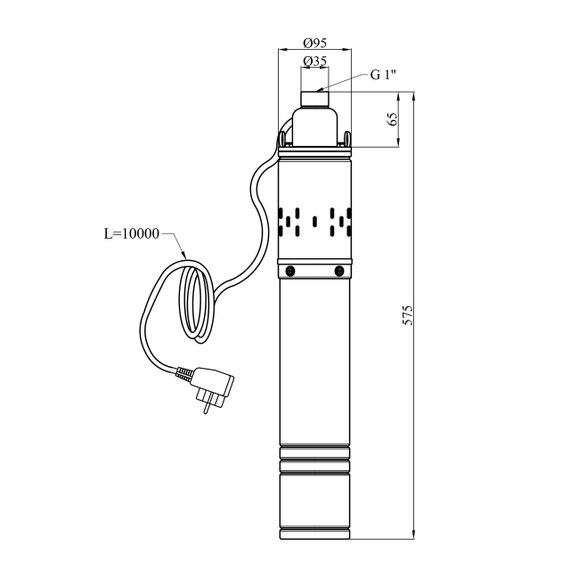 Насос глибинний шнековий Agua 4S QGD2,4-90-0,50 Hmax 90 м Qmax 40 л/хв P 500 Вт з вбудованим конденсатором | Зображення 1