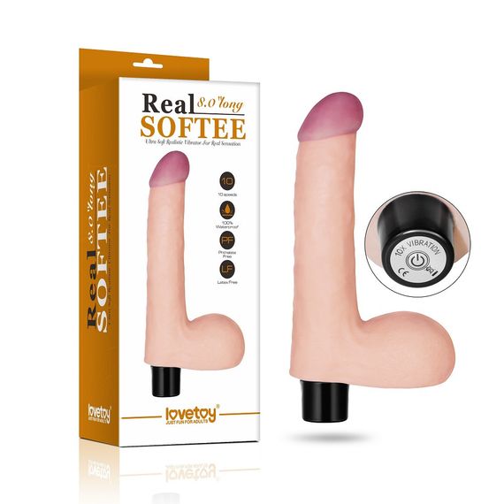Реалістичний вібратор - Real Softee Vibrator With Balls 8" Sex Aura