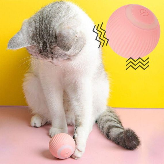 Интерактивный мячик для кота с USB, PetGravity, Розовый / Смарт игрушка с хаотическим движением и подсветкой | Зображення 7