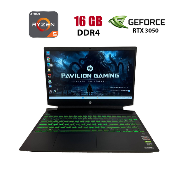 Игровой ноутбук HP Pavilion Gaming 15-ec2004ua / 15.6" (1920x1080) IPS / AMD Ryzen 5 5600H (6 (12) ядер по 3.3 - 4.2 GHz) / 16 GB DDR4 / 512 GB SSD / nVidia GeForce RTX 3050, 4 GB GDDR6, 128-bit / WebCam б/у