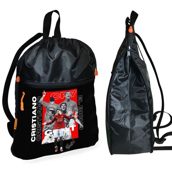 Рюкзак-мішок для взуття, спортивної форми Кріштіану Роналду дитяча сумка для змінки з розширювачем (01395)