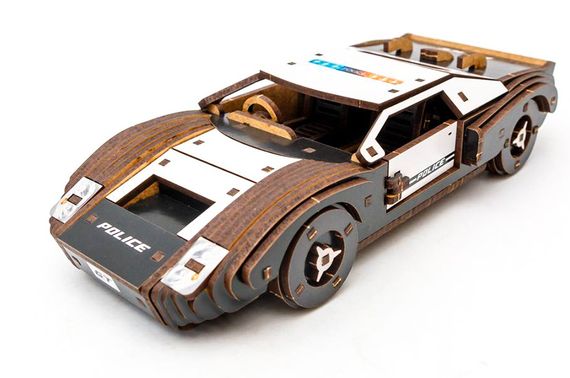 Конструктор Puz-26916 "Fast Car GT" дерев'яний, 164 дет., поліція, розмір моделі 23х6х11 см PuzzleOk | Зображення 3