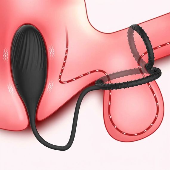 Вібратор з вібрацією для пар Kinky 3 в 1 силіконовий анальна пробка Чорний | Зображення 1