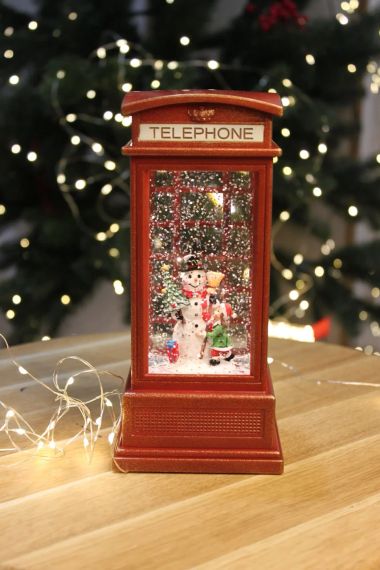 Настільний новорічний музичний нічник "Телефонна будка" 20 см. WDL-2102B. Нічник на батарейках | Зображення 2