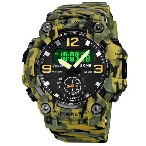 Годинник наручний чоловічий SKMEI 1965CMGN CAMO GREEN, військовий чоловічий наручний годинник зелений. Колір: камуфляж | Зображення 1
