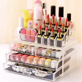 УЦЕНКА! Органайзер-стойка для косметики с 4 ящичками Cosmetic Storage Box (Повреждение корпуса 3055)