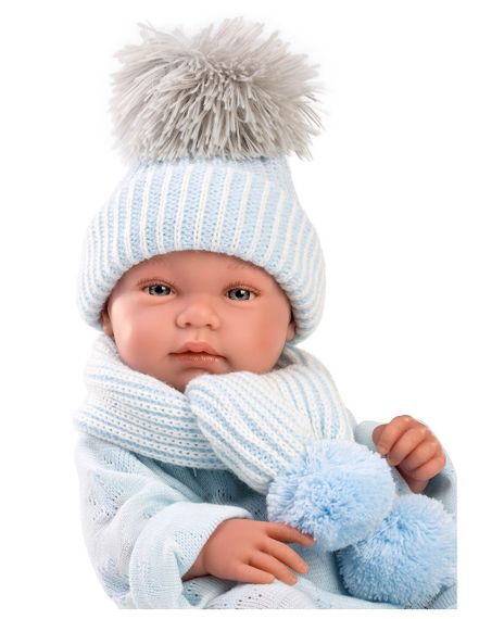 Іспанська Лялька Ллоренс Новонароджений Вініловий Анатомічний Пупс Хлопчик Toni 42 см у Блакитному Одязі з Пледом і Соскою LLorens | Зображення 3