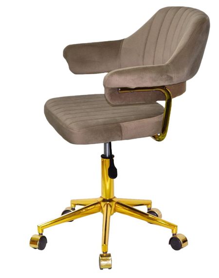 Крісло Jeff GD-Modern Office велюр кавовий B-1042, на золотій ніжці-хрестовині з колесами