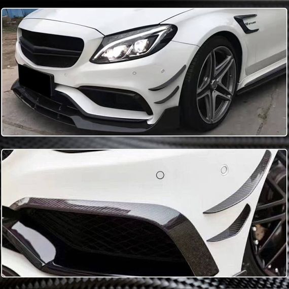 Накладки на передній бампер (для C63 AMG 2015-2019, Карбон) для Mercedes C-сlass W205 рр | Зображення 3