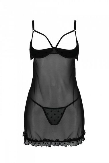 Эротический пеньюар Passion MARINA CHEMISE, XXL/XXXL, black | Зображення 2