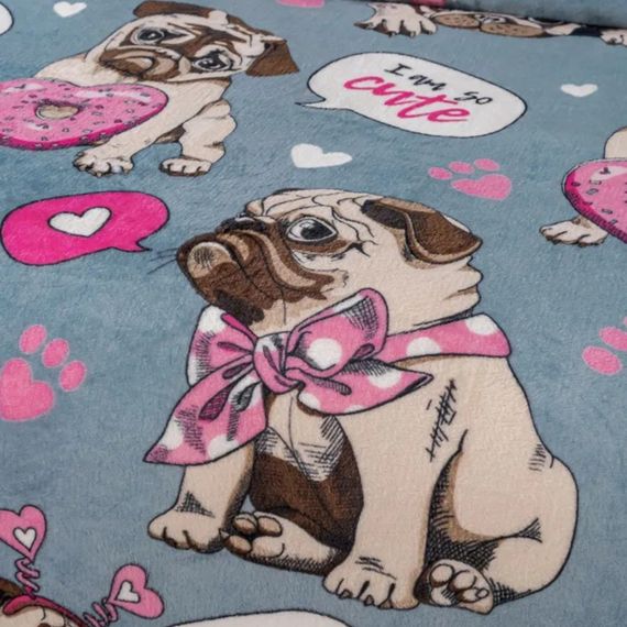 Плед фліс Солодкі мопси 150x200 см Love You | Зображення 1