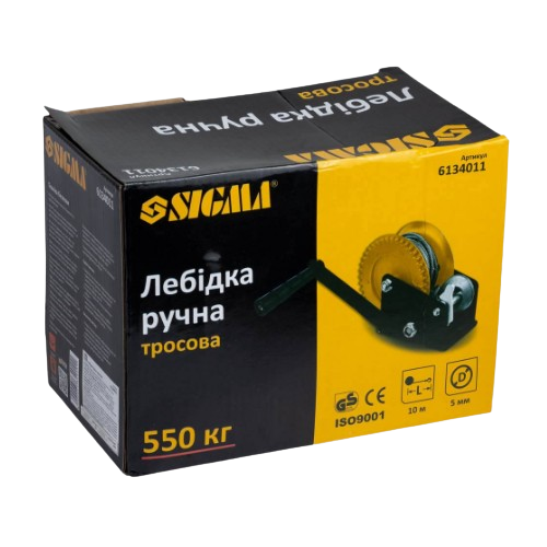 Лебідка ручна барабанна стальний трос 10м*5мм 550кг SIGMA | Зображення 9