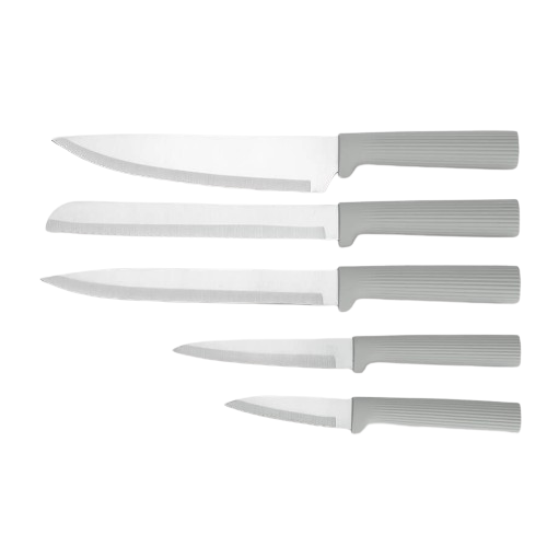 Набір ножів 10 предметів:(5шт + 4 обробні дошки + підставка) сірий MR-1412-GREY Maestro | Зображення 5