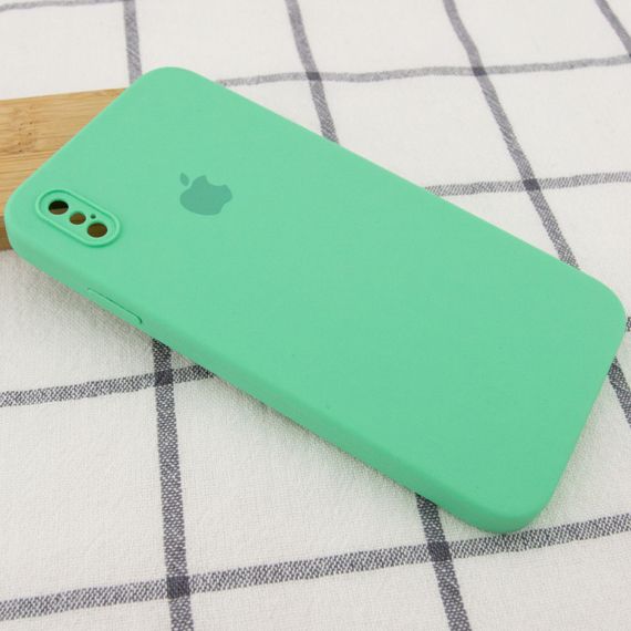 Чехол Silicone Case Square Full Camera Protective (AA) для Apple iPhone XS / X (5.8") Зеленый / Spearmint | Зображення 1