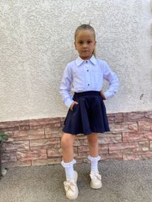 Детская школьная юбка-шорты на девочку цвет темно-синий размер 128, SBR130