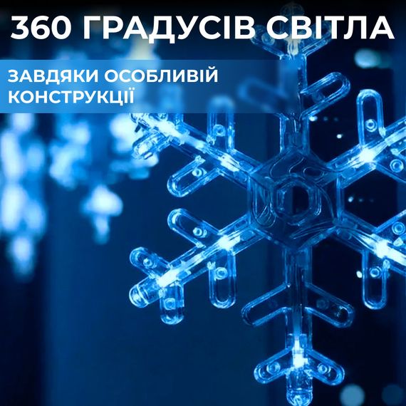 Гирлянда светодиодная штора GarlandoPro снежинка и звезда 12 фигур 3х1 м гирлянда звезда Синий 1733062BL | Зображення 3