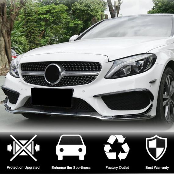 Накладки на передній бампер (для C43 AMG 2015-2019, Карбон) для Mercedes C-сlass W205 рр | Зображення 1