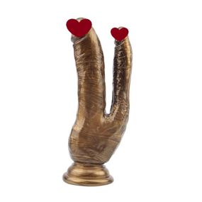 Фаллоимитатор двойной Chisa Dark Muscle Ivana Havesex на присоске, золотистый sexstyle