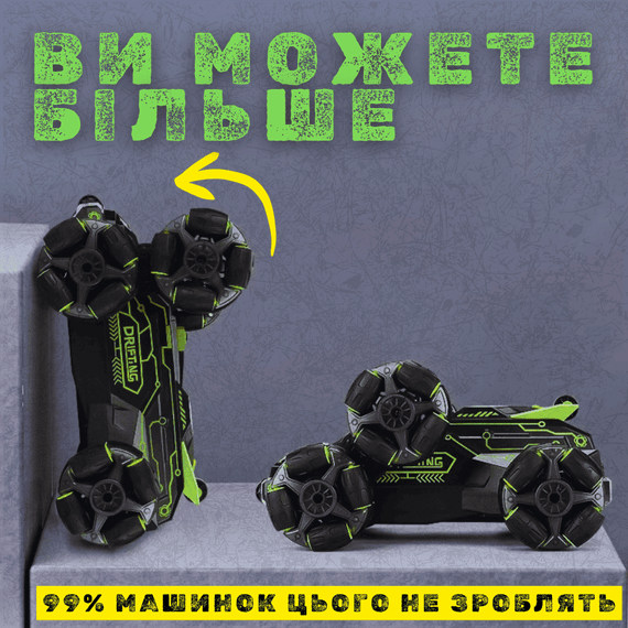 Трюковая Машинка Перевёртыш с Часами и Пультом Управления Вездеход Внедорожник с Паром Музыкой и LED Подсветкой + Вращение на 360° | Зображення 4