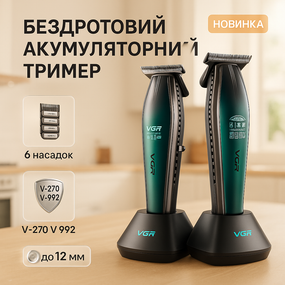 Машинка для стрижки на акумуляторі VGR V-270 V-992, Домашня машинка акумуляторна для стрижки волосся DG-57