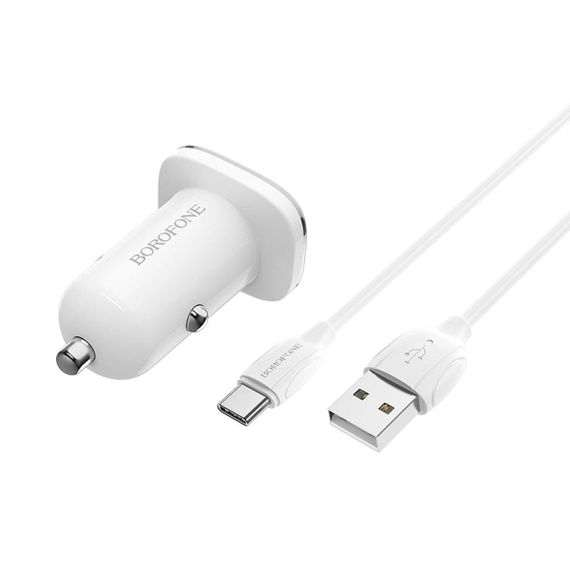 Автомобільний зарядний пристрій BOROFONE BZ12A single port QC3.0 with Micro-USB cable White | Зображення 2