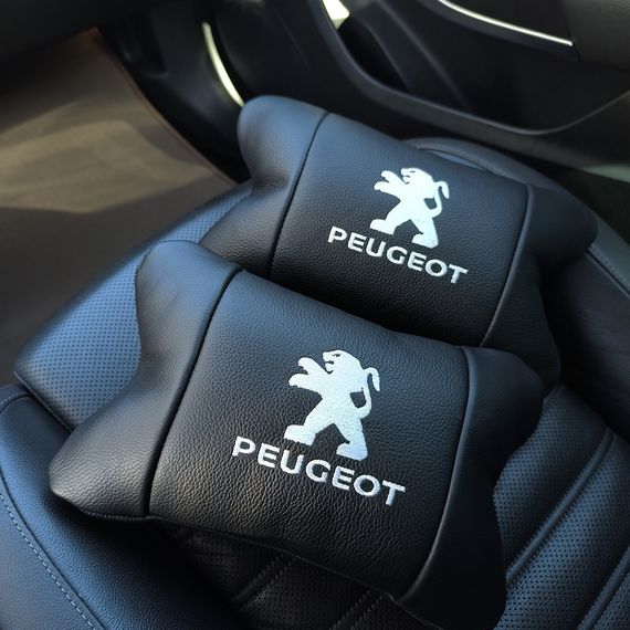 Набор подушек Peugeot из кожи + брелок в подарок, Автоподушки QE-545 с вышивкой | Зображення 8