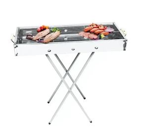Переносной мангал барбекю гриль BARBECUE TRAY 770SS MD-008 70х30х70 см с решеткой, портативный металлический мангал