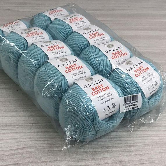 Пряжа Gazzal – Baby Cotton колір 3451 Блакитний | Зображення 3