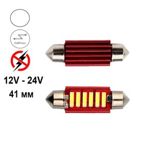 Автолампа Terra Festoon, цоколь SV8.5-8, 7020x6smd, 41мм, CanBus, белый,  12-24V