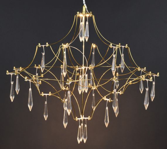 Люстра світлодіодна підвісна LED світильник для квартири на стелю лед 27872 Золото 65-180х60х60 см. | Зображення 1