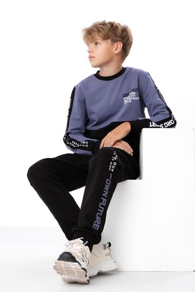 Підлітковий спортивний комплект (світшот та штани), прямого крою Носи своє 140 Антрацит (p-16376-212746) | Зображення 5