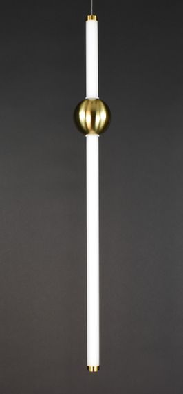 Люстра світлодіодна підвісна LED світильник для квартири на стелю лед 27159 Латунь 100-220х10х10 см. | Зображення 1